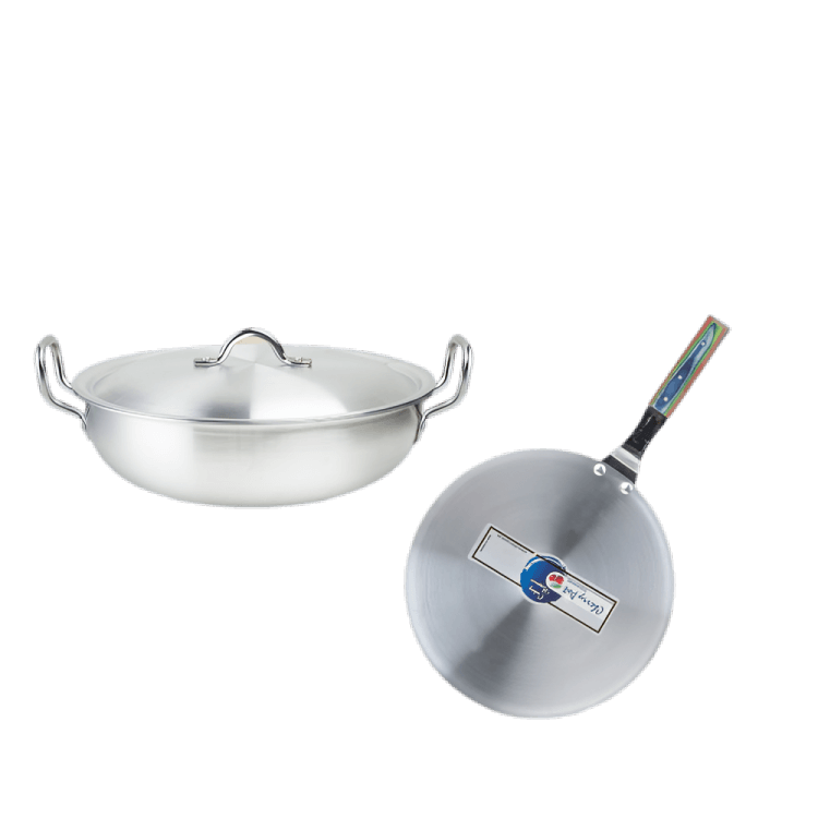 Metal Finish 30CM Round Wok and 30CM Griddle