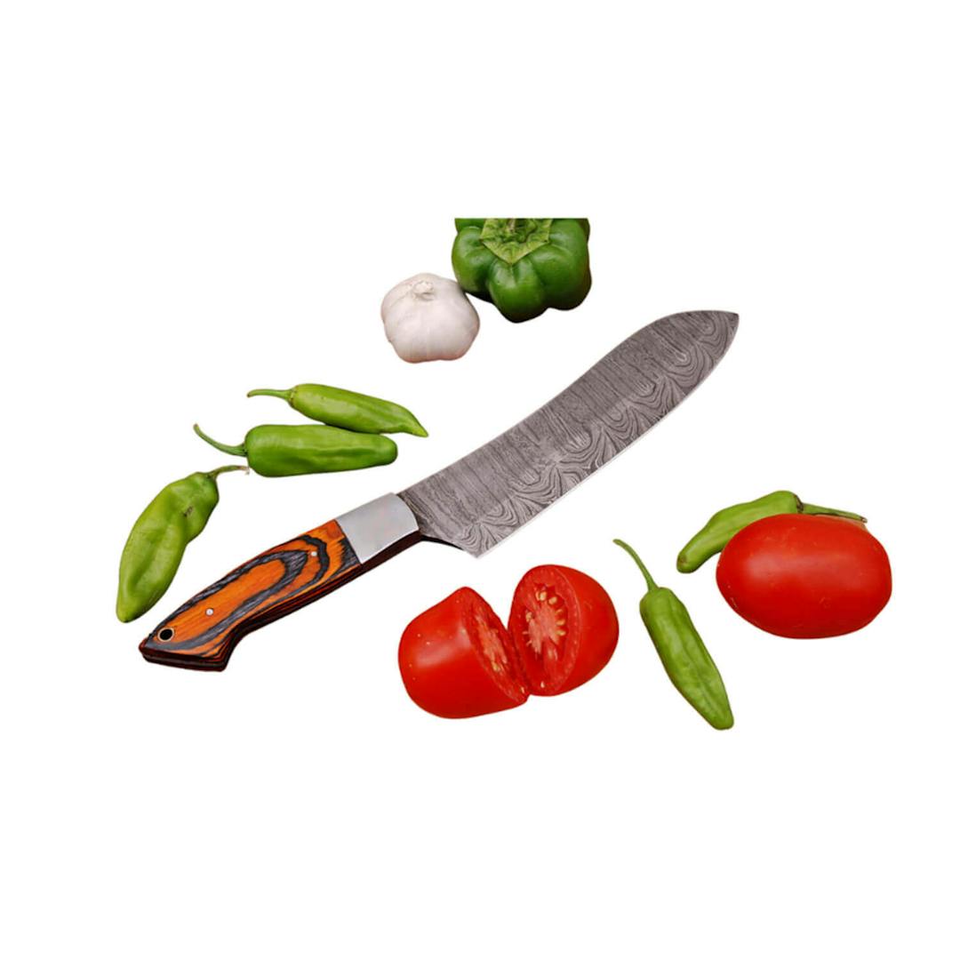 Chef knife 6.5 nch Blade Damascus Steel Paka Wood