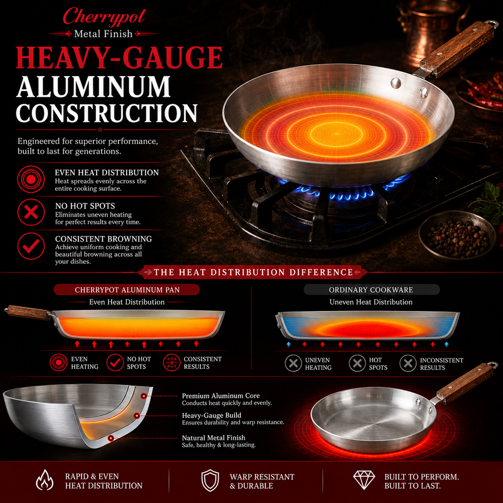 Metal Finish Round Frying Pan – 22cm to 30cm – view 4 | Cherrypot cookware Pakistan