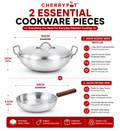 Metal Finish Bundle - 30cm Round Wok + 24cm Frying Pan - Cherrypot cookware, Pakistan