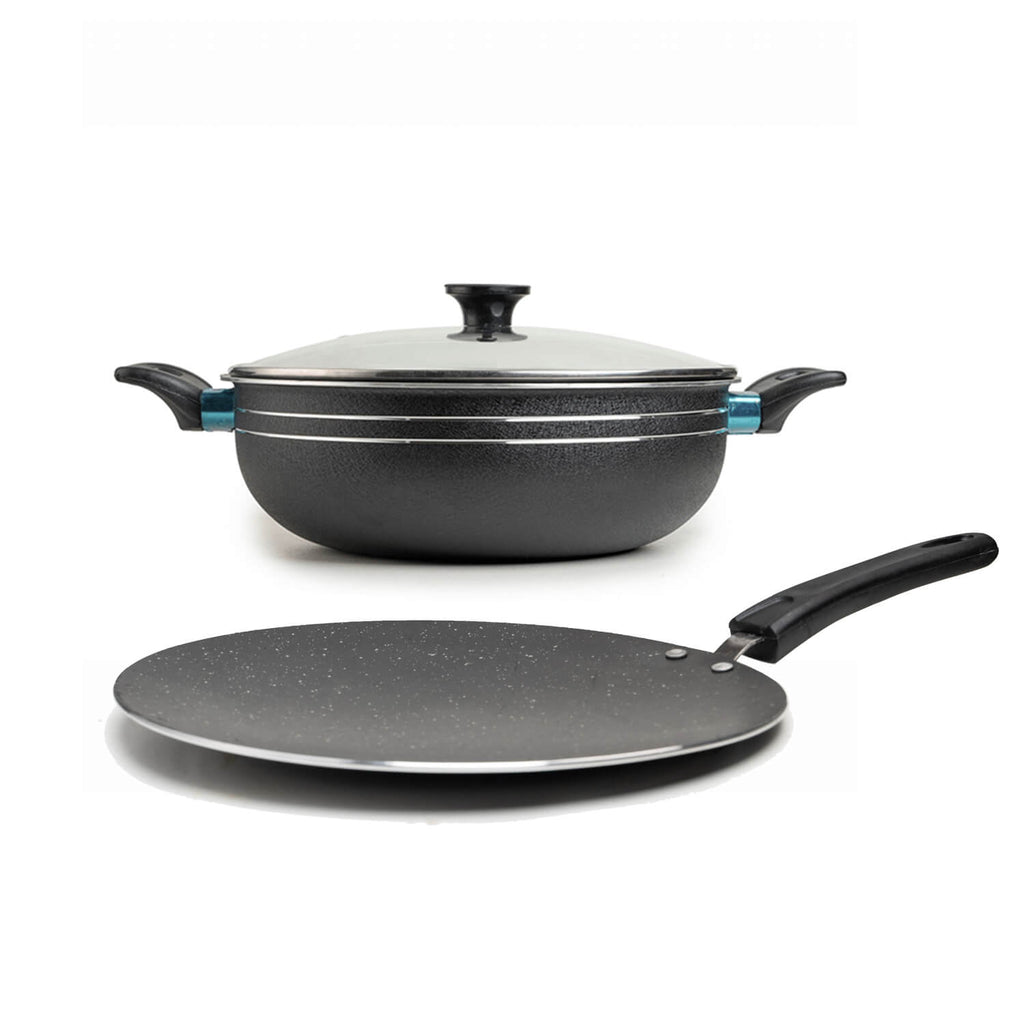 Non-Stick Bundle - 28cm Wok + 30cm Griddle - Cherrypot cookware, Pakistan