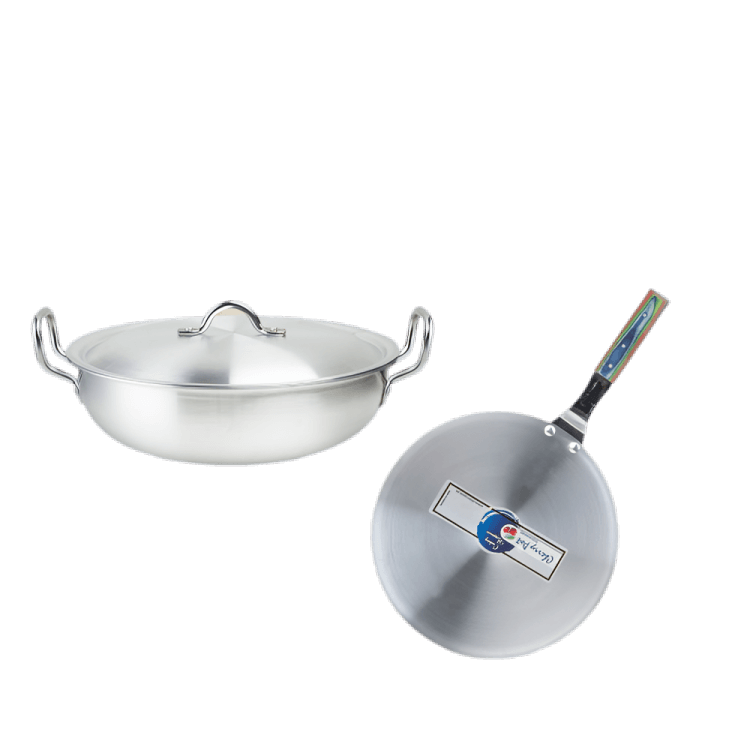 Metal Finish Bundle – 30cm Round Wok + 30cm Griddle – view 6 | Cherrypot cookware Pakistan