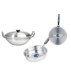 Metal Finish Trio – 28cm Candy Wok + 24cm Frying Pan + 30cm Griddle – view 6 | Cherrypot cookware Pakistan