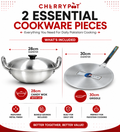 Metal Finish Bundle - 28cm Candy Wok + 30cm Griddle - Cherrypot cookware, Pakistan