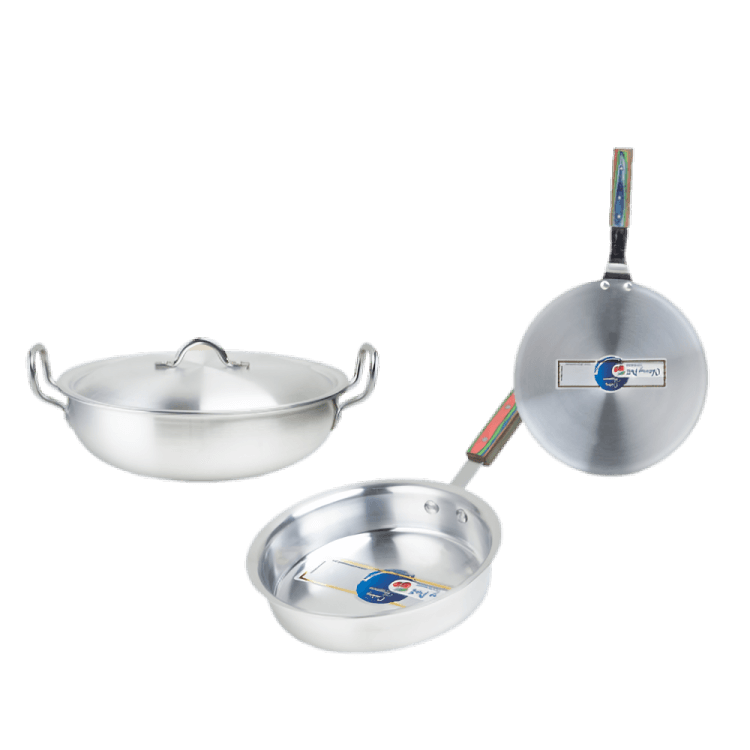 Metal Finish Trio – 30cm Round Wok + 24cm Frying Pan + 30cm Griddle – view 5 | Cherrypot cookware Pakistan
