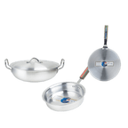 Metal Finish Trio – 30cm Round Wok + 24cm Frying Pan + 30cm Griddle – view 5 | Cherrypot cookware Pakistan