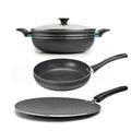 Non-Stick Trio – 30cm Wok + 24cm Frying Pan + 30cm Griddle – main product photo | Cherrypot cookware Pakistan