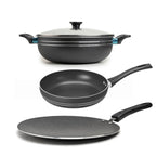 Non-Stick Trio – 30cm Wok + 24cm Frying Pan + 30cm Griddle – main product photo | Cherrypot cookware Pakistan