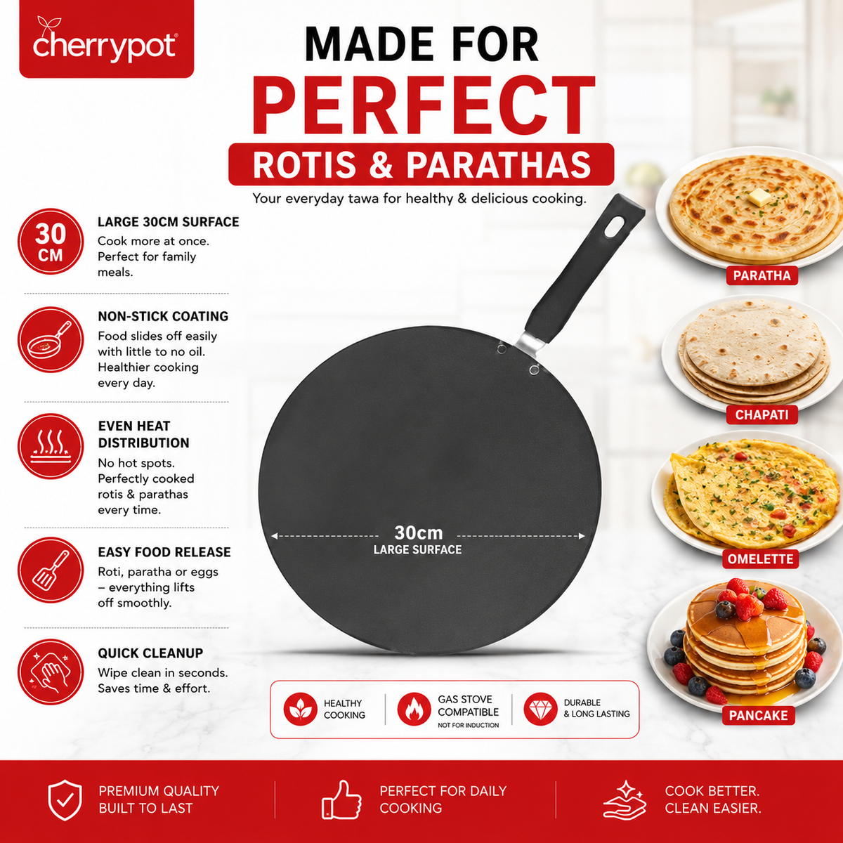 Non-Stick Bundle – 30cm Wok + 30cm Griddle – view 3 | Cherrypot cookware Pakistan