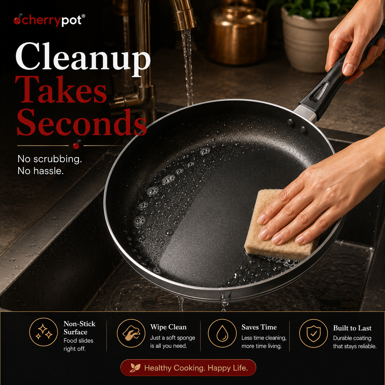Non-Stick Round Frying Pan – 20cm to 30cm – view 5 | Cherrypot cookware Pakistan
