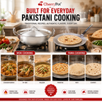 Metal Finish Bundle – 30cm Round Wok + 30cm Griddle – view 3 | Cherrypot cookware Pakistan