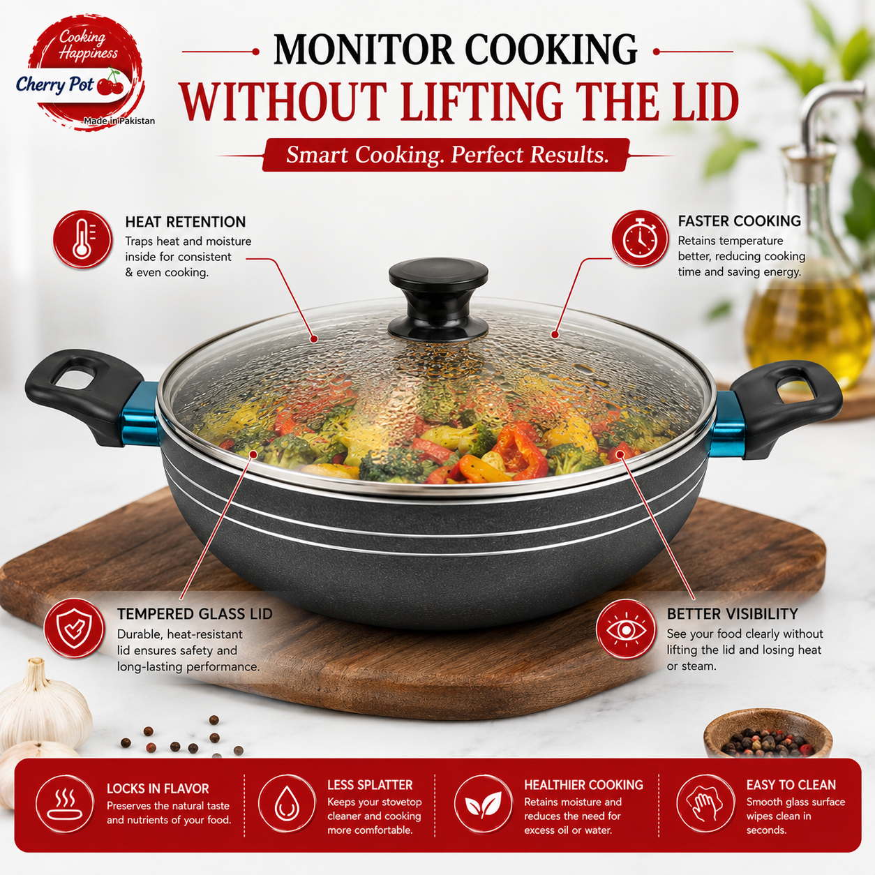 Non-Stick Bundle – 30cm Wok + 24cm Frying Pan – view 2 | Cherrypot cookware Pakistan