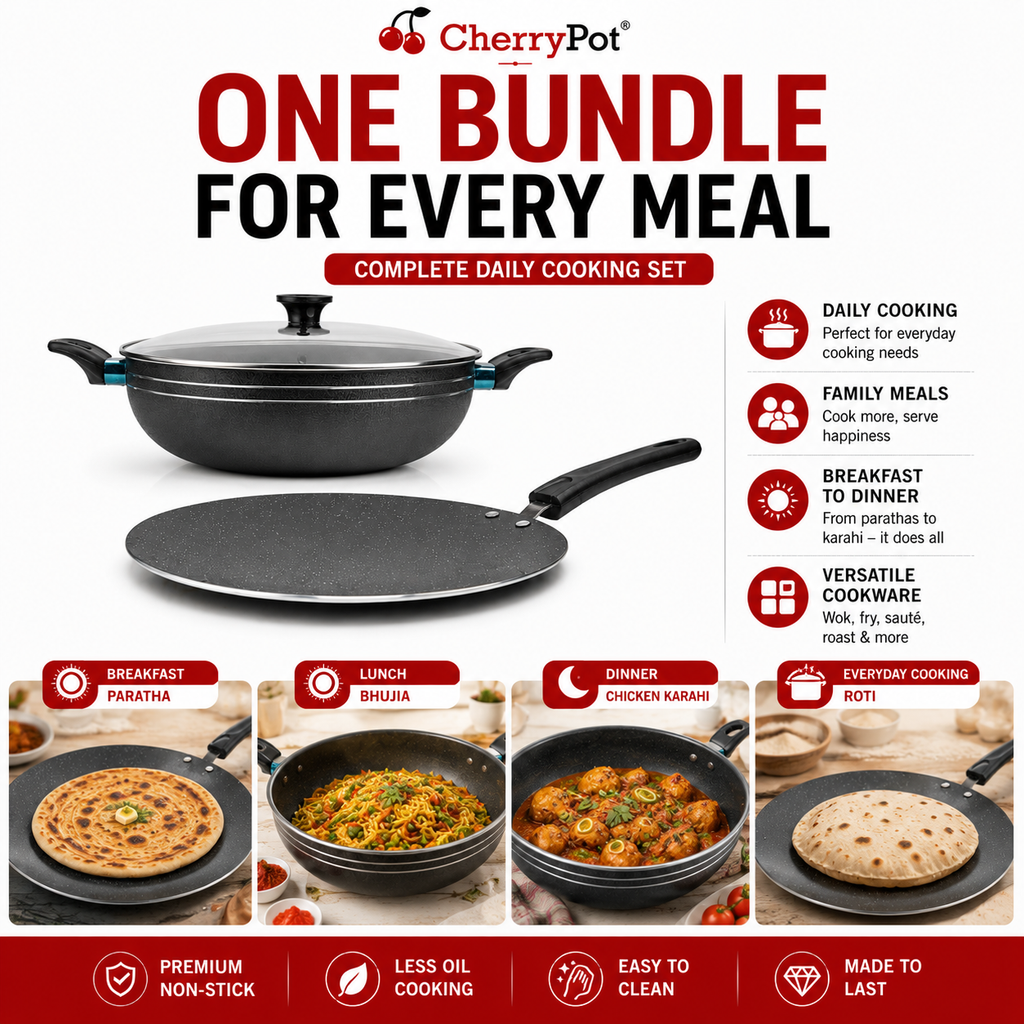 Non-Stick Bundle – 28cm Wok + 30cm Griddle – view 5 | Cherrypot cookware Pakistan