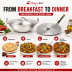 Metal Finish Bundle – 30cm Round Wok + 30cm Griddle – view 2 | Cherrypot cookware Pakistan