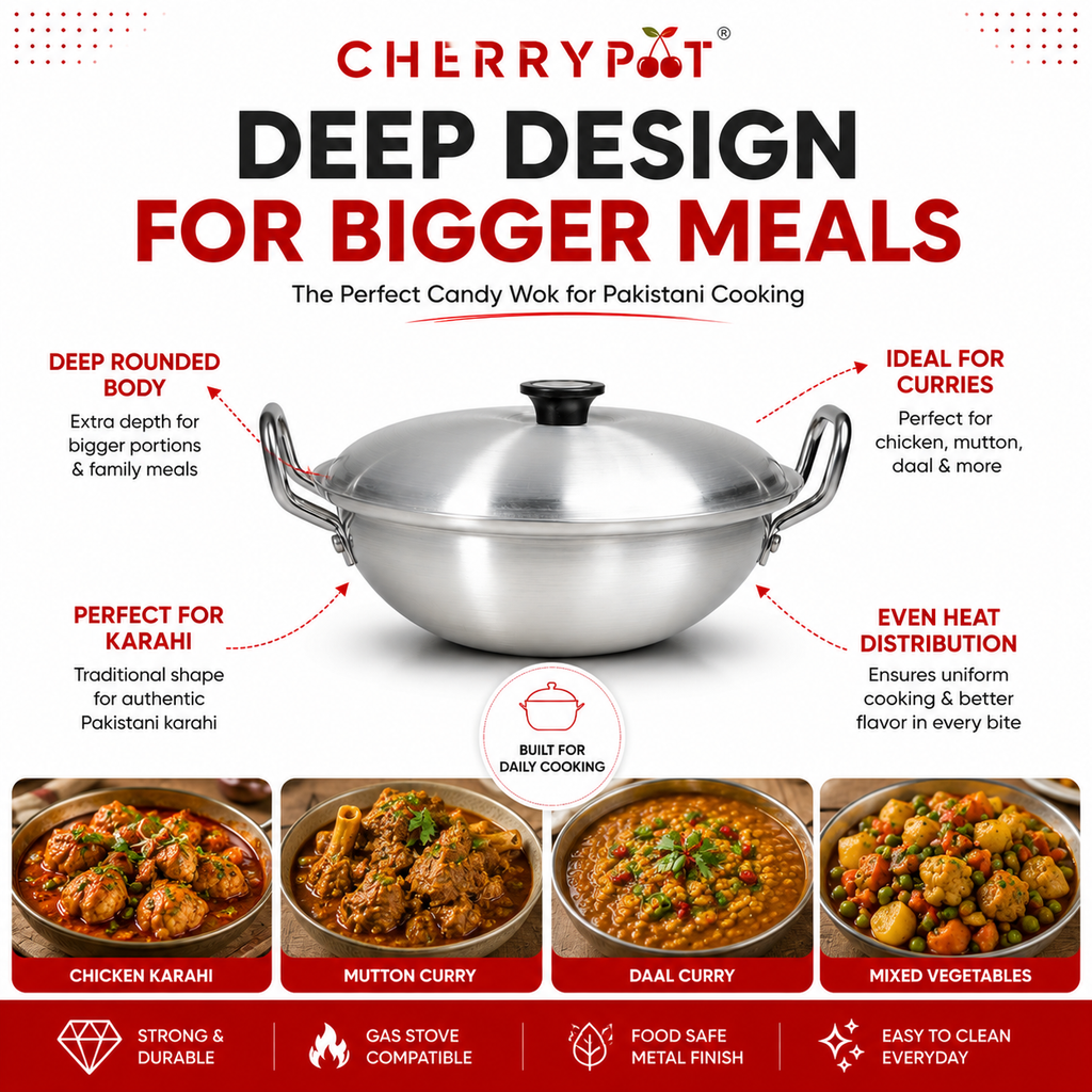 Metal Finish Bundle – 28cm Candy Wok + 24cm Frying Pan – view 4 | Cherrypot cookware Pakistan
