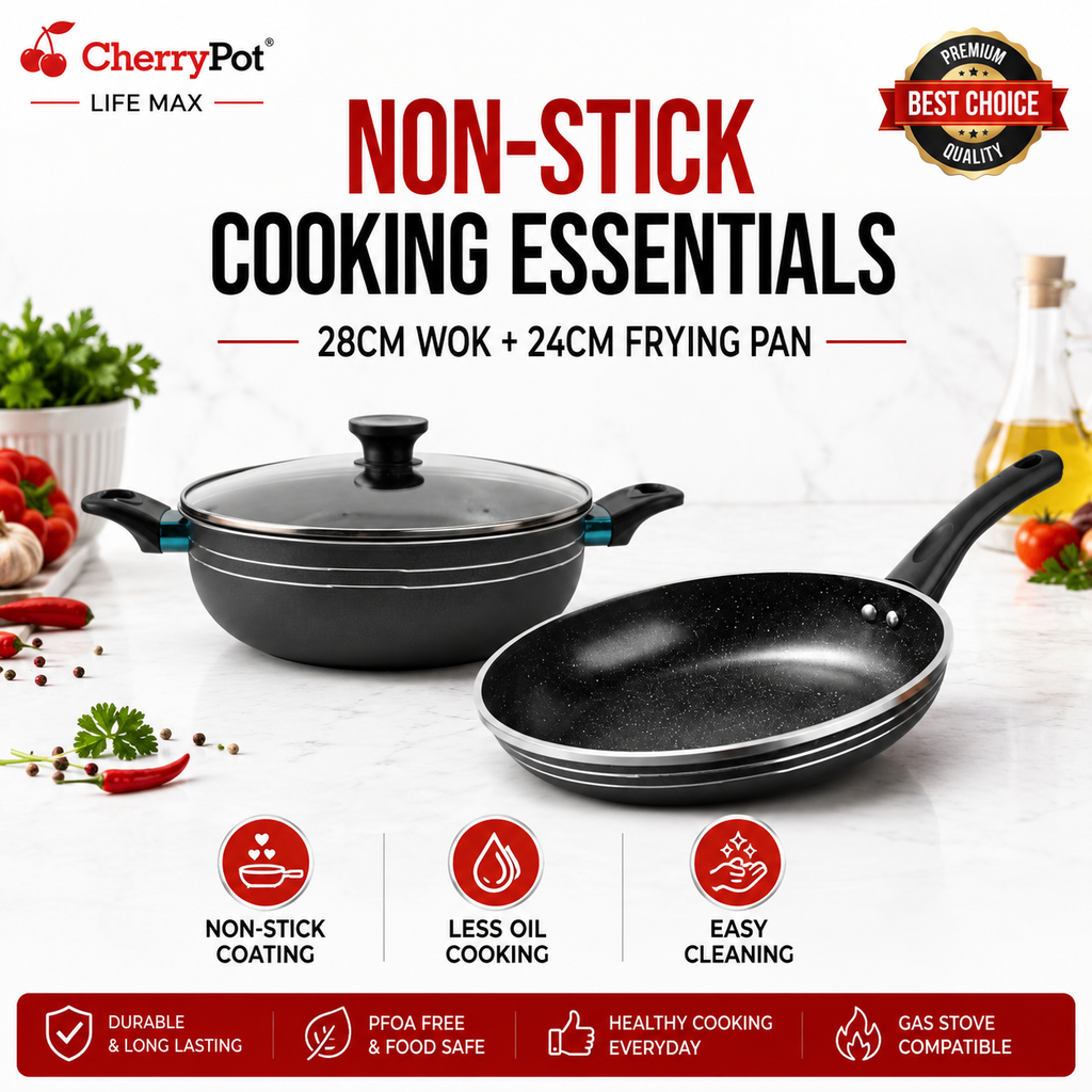 Non-Stick Bundle – 28cm Wok + 24cm Frying Pan – view 4 | Cherrypot cookware Pakistan