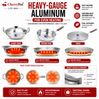 Metal Finish Trio – 28cm Candy Wok + 24cm Frying Pan + 30cm Griddle – view 5 | Cherrypot cookware Pakistan