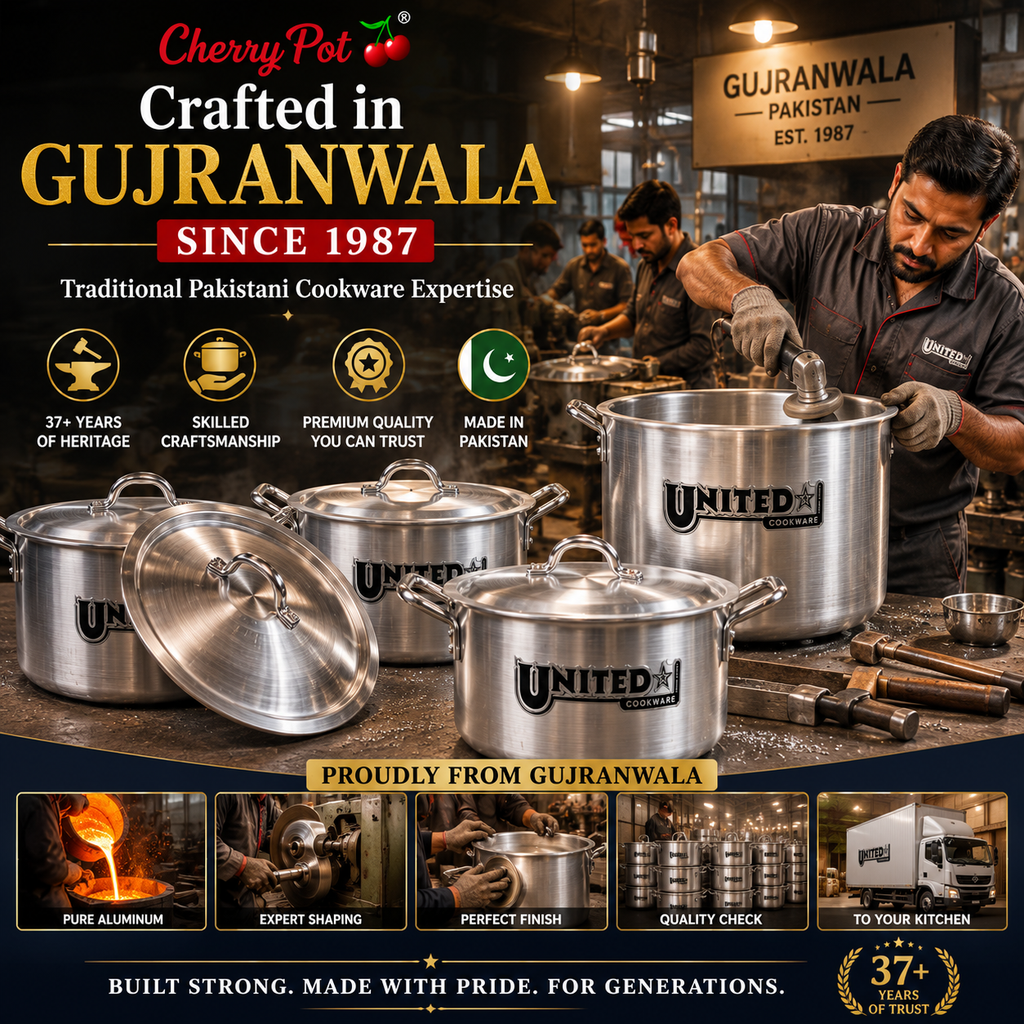 United Pearl Set – 8 Pieces Heavy Metal Finish (30cm to 39cm – view 4 | Cherrypot cookware Pakistan