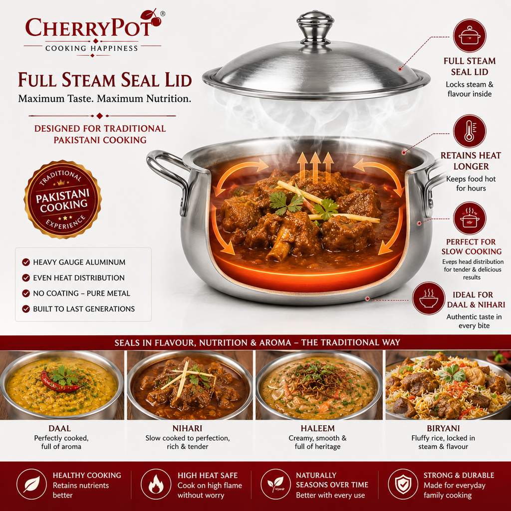 Crystal Belly Metal Finish Casserole – 16cm to 25.5cm (2L to 6L) – view 4 | Cherrypot cookware Pakistan