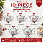 Crystal Belly Metal Finish Set – 10 Pieces Belly Shape – view 2 | Cherrypot cookware Pakistan