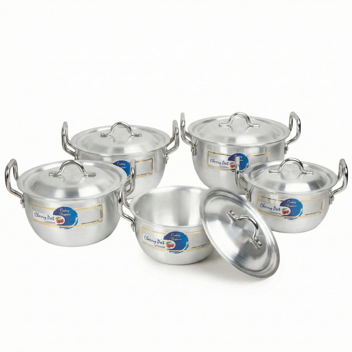 Blossom Pots Set – 10 Pieces Metal Finish (18cm to 28cm) | Cherrypot cookware Pakistan