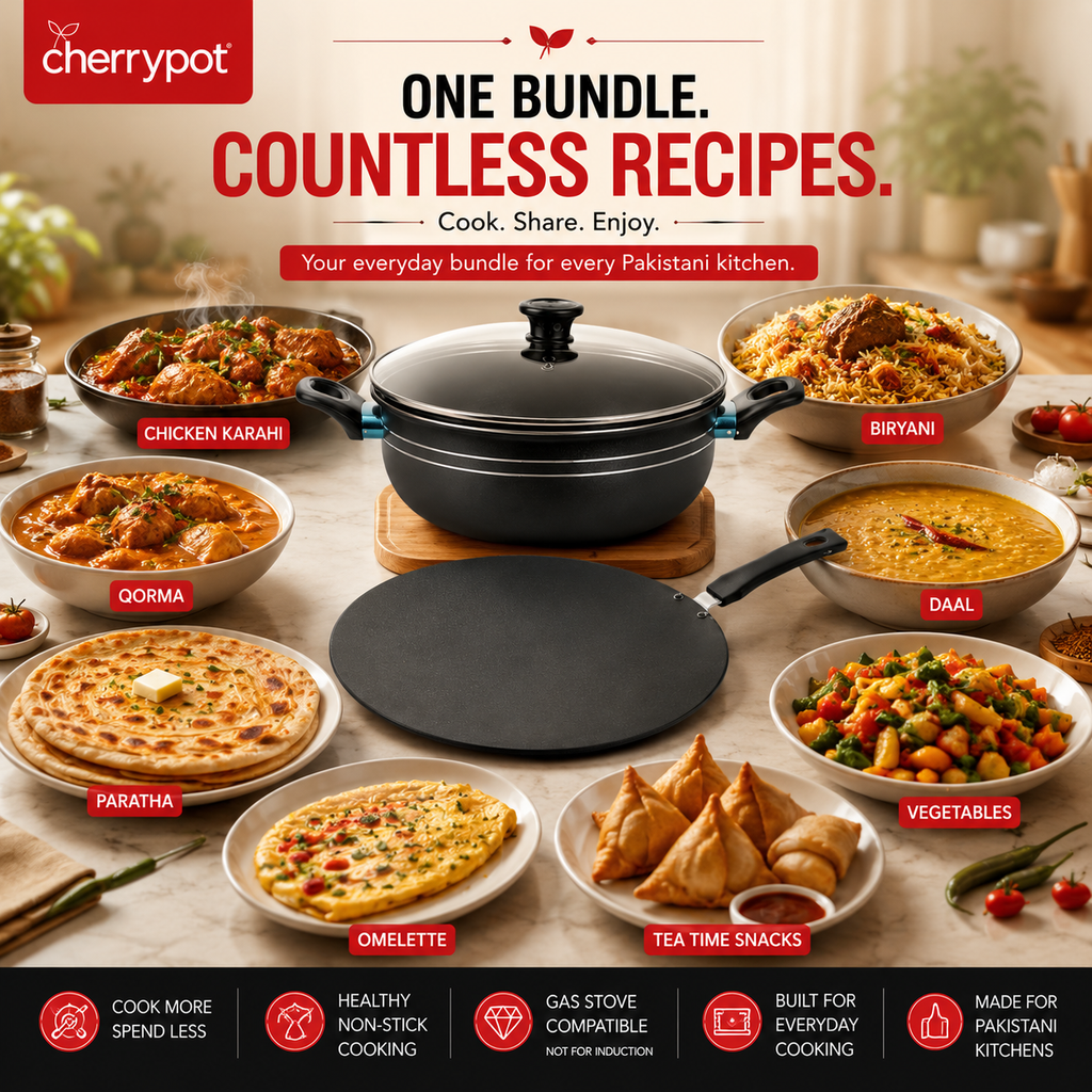 Non-Stick Bundle – 30cm Wok + 30cm Griddle – view 5 | Cherrypot cookware Pakistan