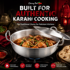 Metal Finish Round Wok (Karahi) with Lid - 26cm to 34cm - Cherrypot cookware, Pakistan