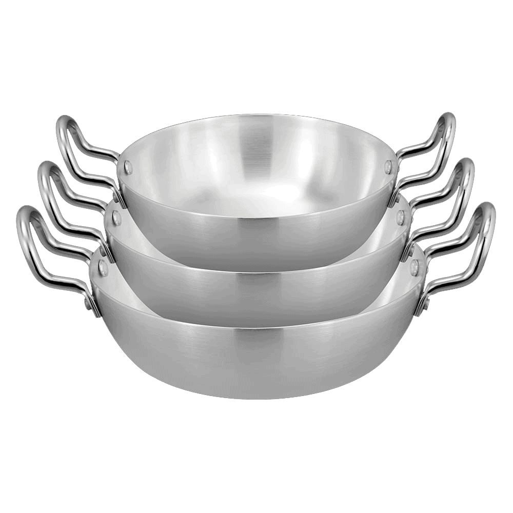 Baby Wok Set Metal Finish – 3 Pieces (18cm, 20cm, 22cm) – view 7 | Cherrypot cookware Pakistan