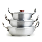 Baby Wok Set with Lids Metal Finish – 6 Pieces (18cm, 20cm, 22cm + Lids) – view 10 | Cherrypot cookware Pakistan