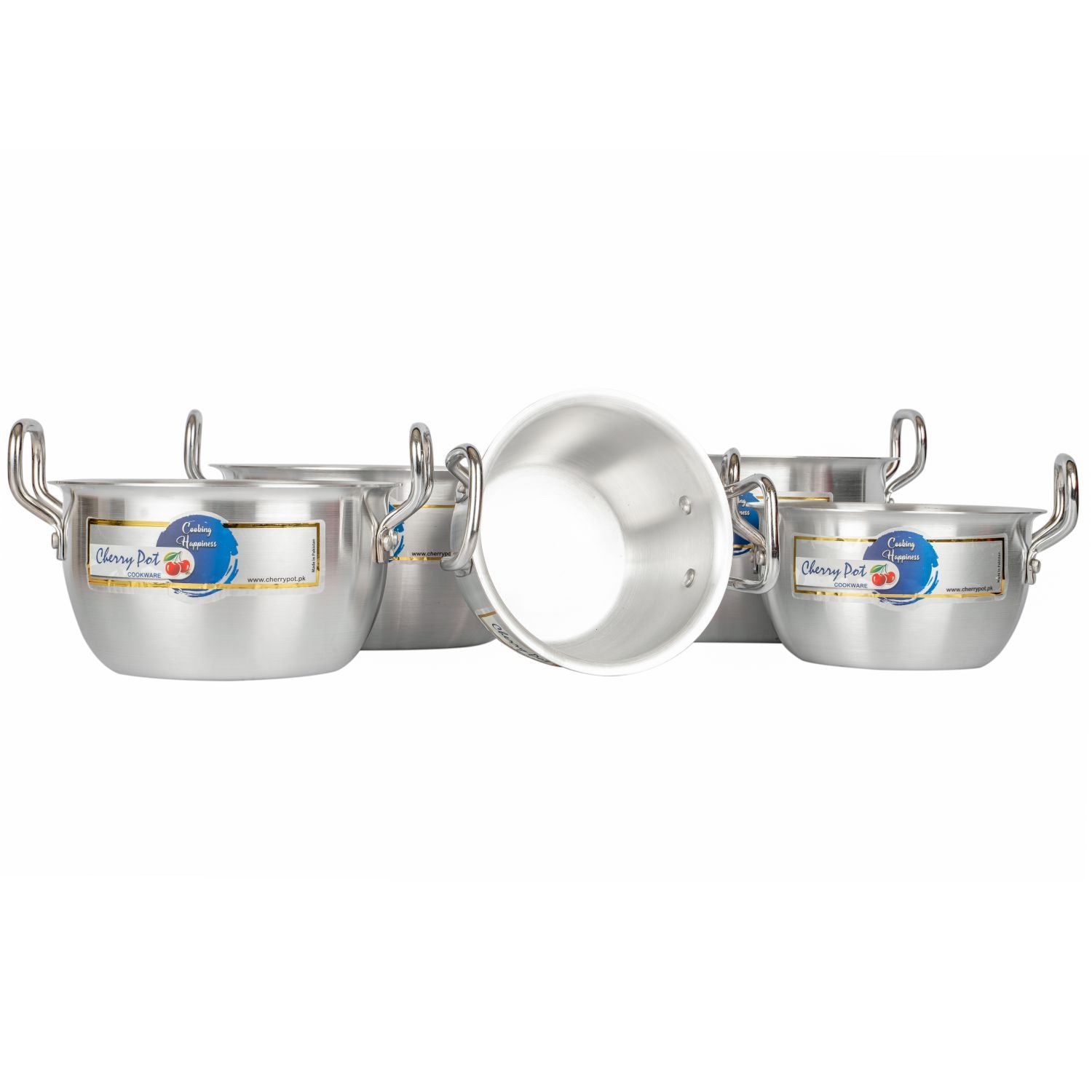 Blossom Pots Set – 10 Pieces Metal Finish (18cm to 28cm) | Cherrypot cookware Pakistan