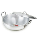 Metal Finish Round Wok (Karahi) with Lid – 26cm to 34cm – view 6 | Cherrypot cookware Pakistan