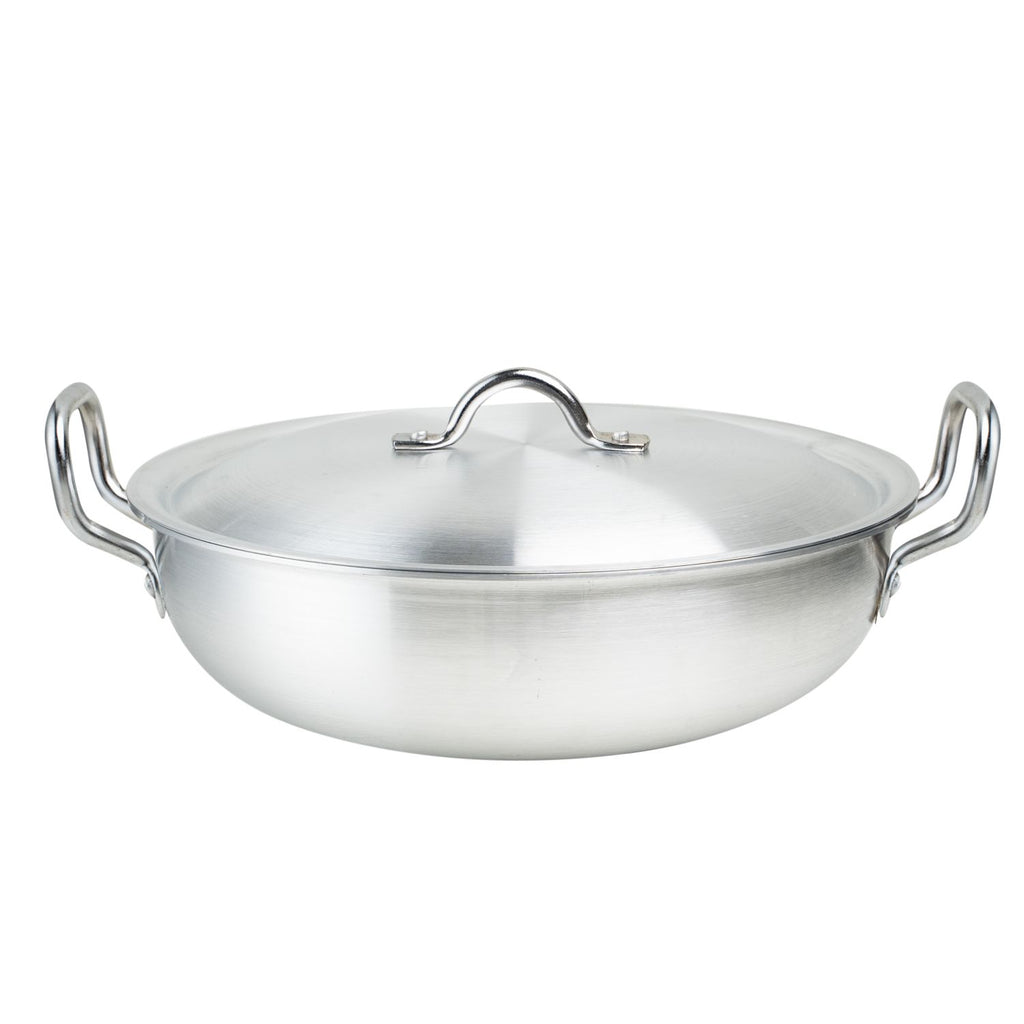 Metal Finish Round Wok (Karahi) with Lid – 26cm to 34cm – view 7 | Cherrypot cookware Pakistan