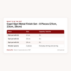 Capri Sipri Metal Finish Set – 8 Pieces (21cm, 23cm, 26cm) – what's in the set table | Cherry Pot