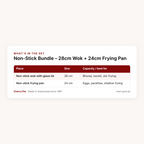 Non-Stick Bundle – 28cm Wok + 24cm Frying Pan – what's in the set table | Cherry Pot