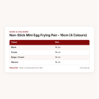 Non-Stick Mini Egg Frying Pan – 16cm (4 Colours) – sizes & colours table | Cherry Pot
