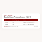 Sparkle Heavy Pressure Cooker – 5L & 7L – sizes & capacity table | Cherry Pot