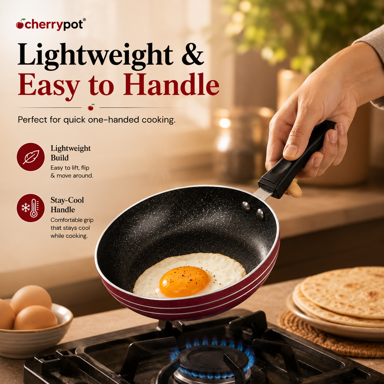 Non-Stick Mini Egg Frying Pan – 16cm (4 Colours) – view 5 | Cherrypot cookware Pakistan