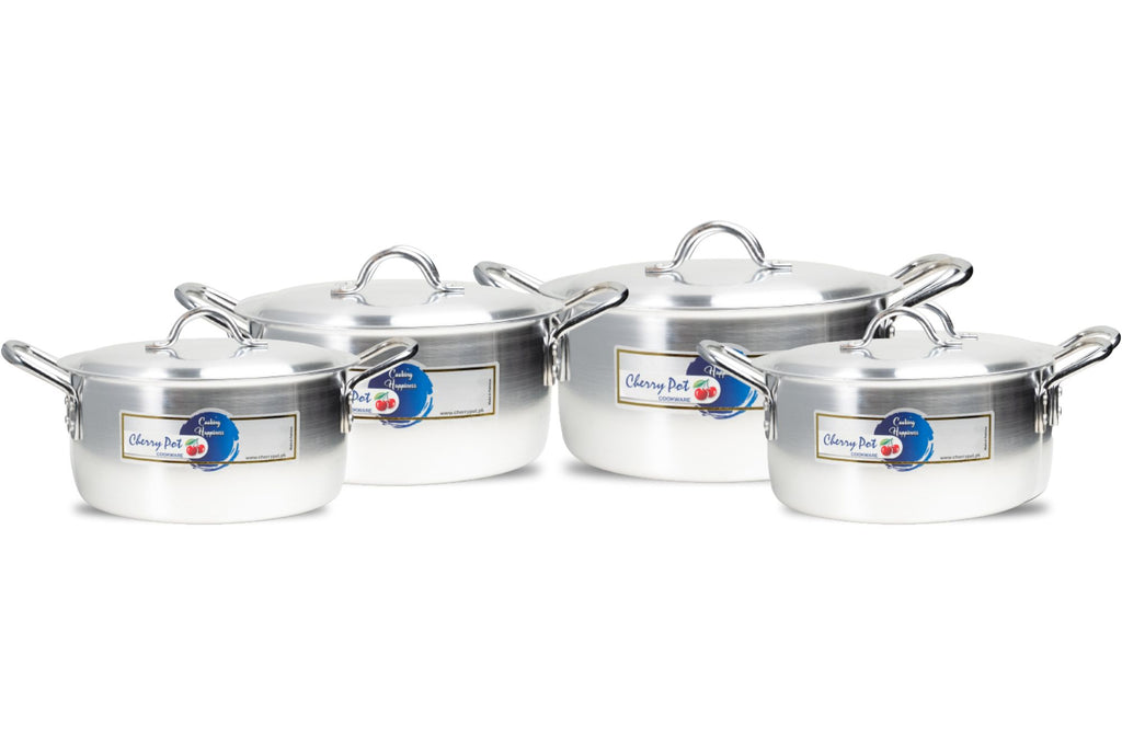 Megno Heavy-Weight Metal Finish Set – 8 Pieces (30cm to 39cm) – view 6 | Cherrypot cookware Pakistan