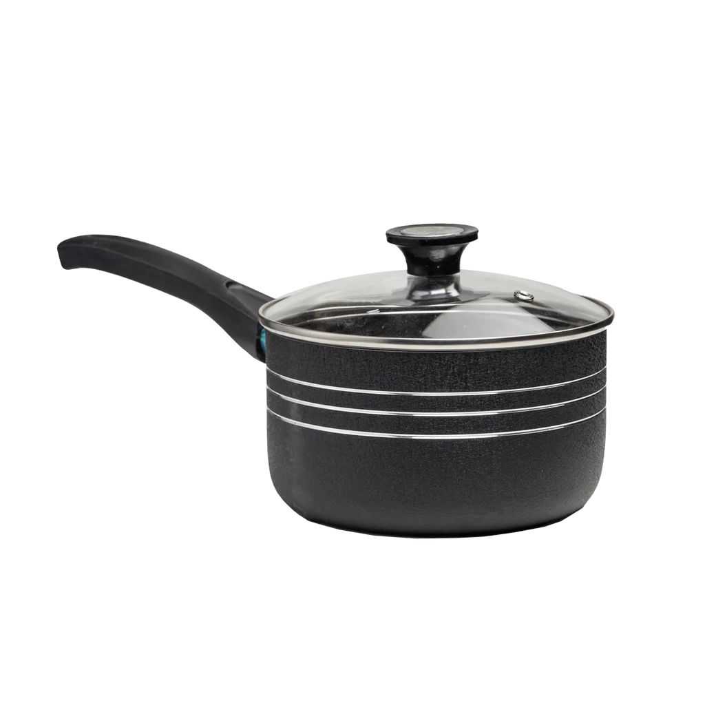 Non-Stick Saucepan with Glass Lid – 18cm (2L) | Simple & Forging | Cherrypot cookware Pakistan
