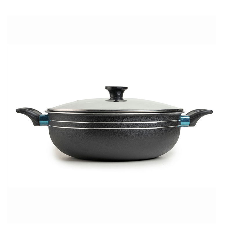 Non-Stick Wok with Glass Lid – 28cm to 34cm – view 2 | Cherrypot cookware Pakistan