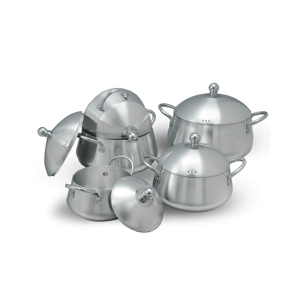 United Belly Metal Finish Set – 10 Pieces Belly Shape | Cherrypot cookware Pakistan