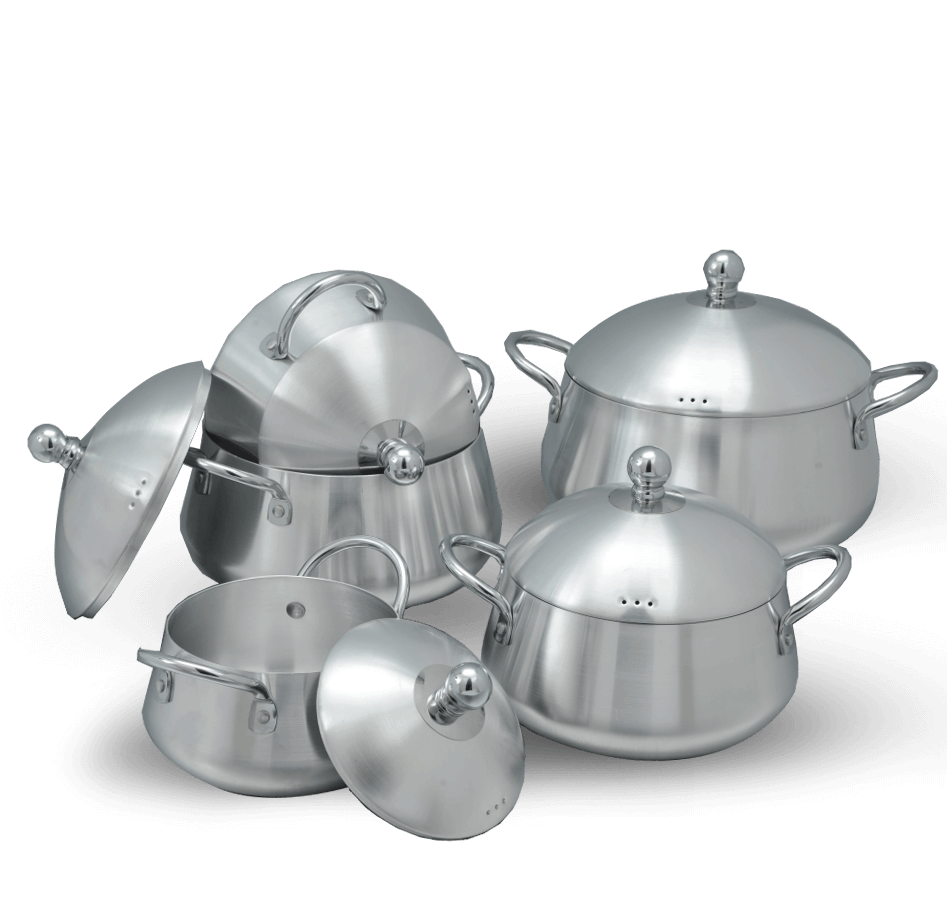 Crystal Belly Metal Finish Set – 10 Pieces Belly Shape | Cherrypot cookware Pakistan