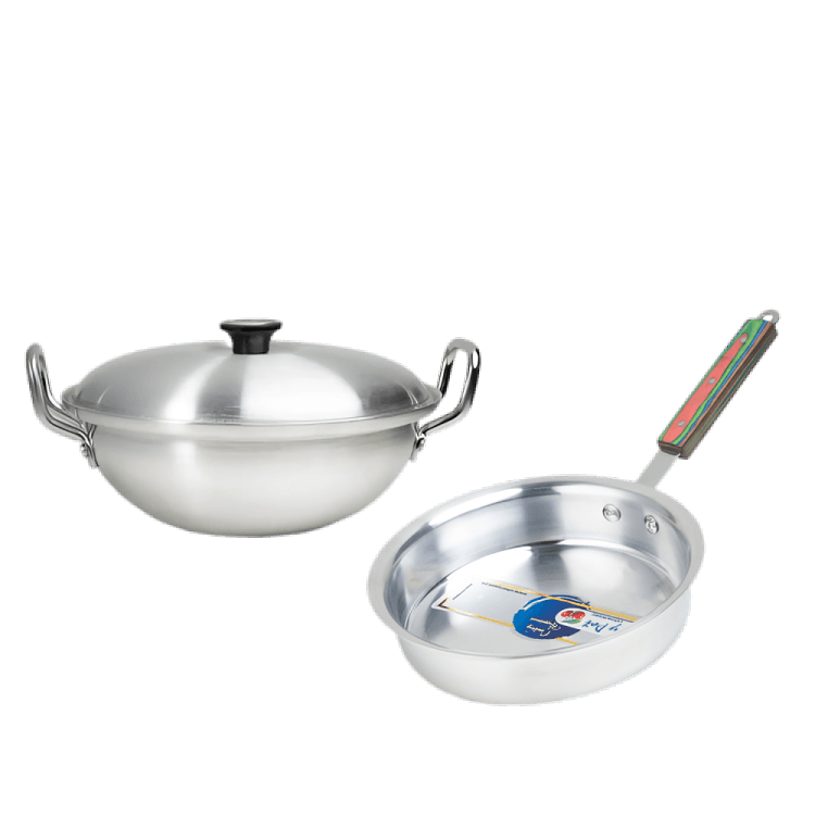 Metal Finish Round Wok 30CM and Frying Pan 24CM