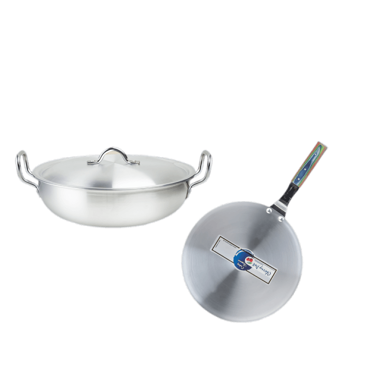 Metal Finish 30CM Round Wok and 30CM Griddle