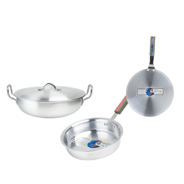 Metal Round Wok, Pan & Griddle Set